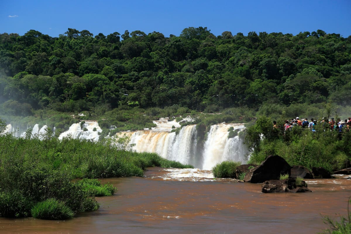 Iguazú Falls — the Garganta del Diablo (Devil's Throat) pouring 80m into the gorge between Argentina and Brazil. UNESCO 1984.